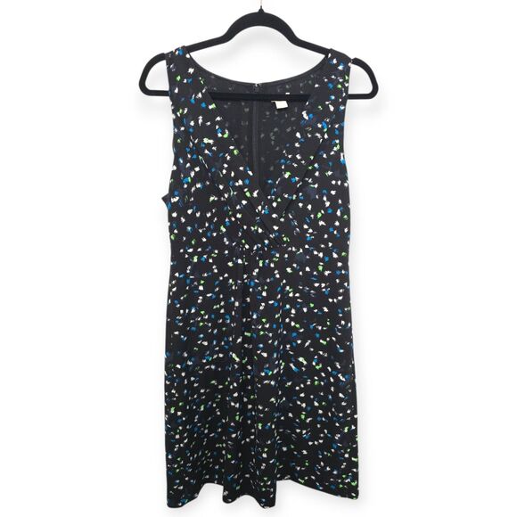 J. Crew Women's Size 8 Faux Wrap-Front Dress in Painted Dots Black Business - Picture 1 of 5